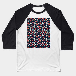 White, gray, pink and red flowers pattern Baseball T-Shirt